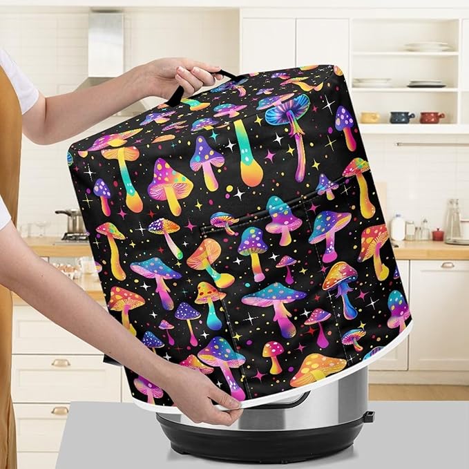 Colorful Mushrooms Dust Cover Instant Pot Heavy Duty Waterproof Dust Pressure Cooker Cover Case for Instant Pot Pressure Cooker Instant Pot Appliance Covers Pressure Cooker Size L