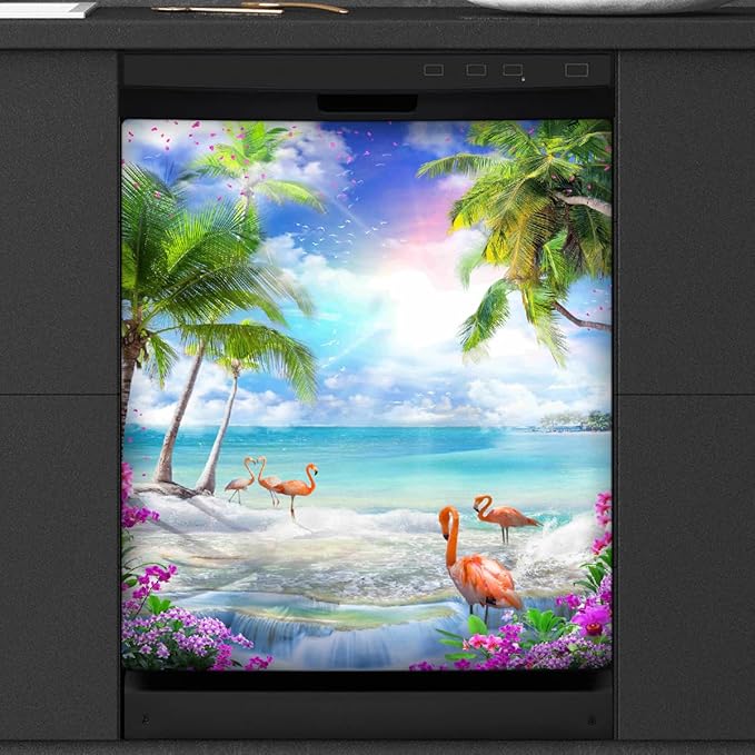 Dishwasher Magnet Cover Animal Flower Ocean Front Dishwasher Cover Decoration Reusable Magnetic Door Cover Panel Decal Home Appliances Stickers Kitchen Refrigerator Fridge 23"x26"