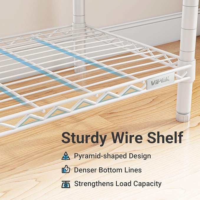 VIPEK V7C Garment Racks with Cover Portable Closets for Hanging Clothes, Heavy Duty Clothes Rack with Shelves Metal Closet Wardrobe, Max 670lbs, White Rack with Black Upgraded Polyester Cover