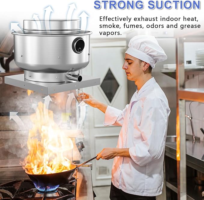 Roof Ventilator Restaurant Hood Grease Rated Exhaust Fan Food Truck Direct Drive Centrifugal Upblast Exhaust Fan 1/6HP 800 CFM 110 Volt Single Phase Motor