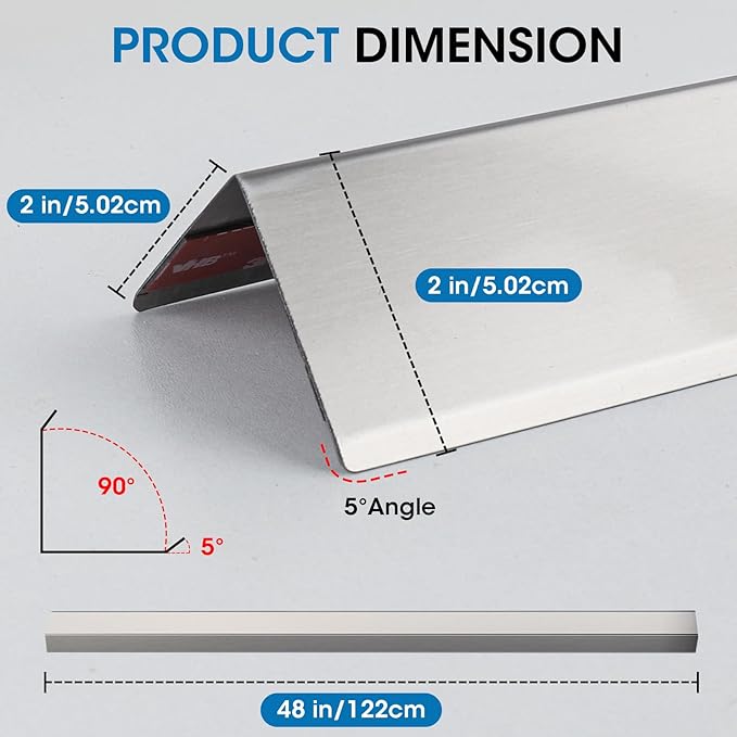 Stainless Steel Wall Corner Guards, 2 x 2 x 48 inches (6 Pcs Pack). Made of 304 Steel, These 90-Degree Angle Metal Corner Protectors are Designed for Wall Protection and Decoration