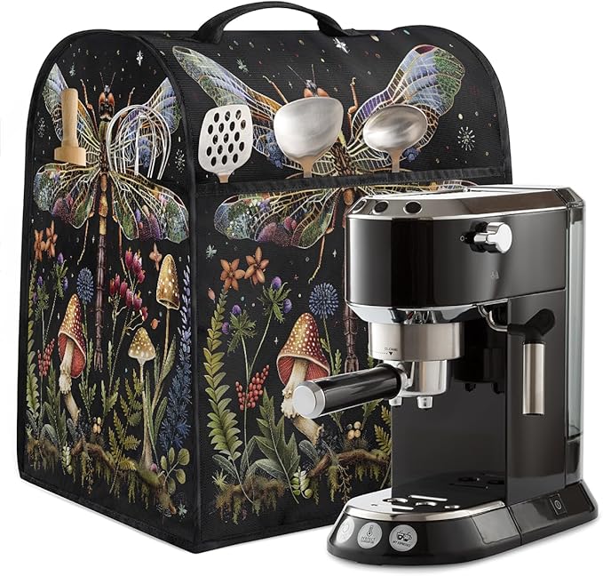 Kitchen Aid Mixer Cover Animal Dragonfly Flower Stand Mixer Cover Compatible with 6-8 Quarts Stand Mixers, Dust Covers with Zipper Pocket Foldable Washable Kitchen Aid Organizer Bag