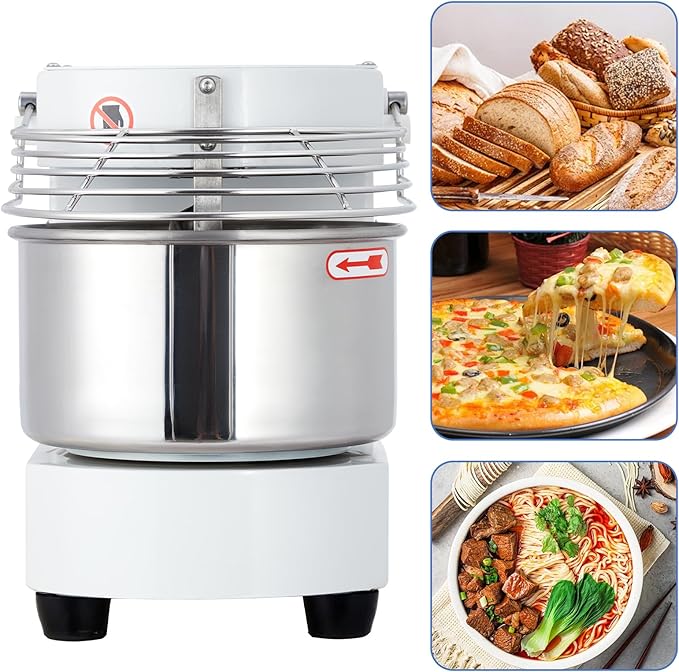 Commercial Food Mixer, 10.5 Qt Touch Screen Dough Mixer Machine with Timer, Security Shield, 650W Dual Rotating Dough Kneading Machine Food-grade Stainless Steel Bowl for Restaurant Bakery