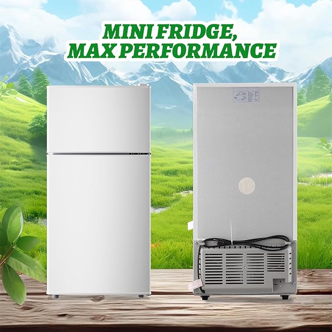 2.4 Cu.ft Mini Fridge with Top Freezer Apartment Size Dual Door Compact Refrigerator for Personal Use Small Fridge with Egg tray, 7 Temperature Control For Dorm, White