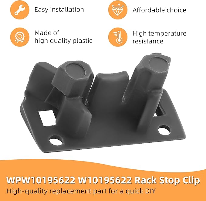 Upgraded W10195622 Dishwasher Upper Dishrack Slide Rail Rear Stop Fit for Whirl-pool Kitchen-aid Ken-more Dishwasher Top Rack Parts, Replaces WPW10195622 1872168,AP6016778,PS11750071 by AMI PARTS