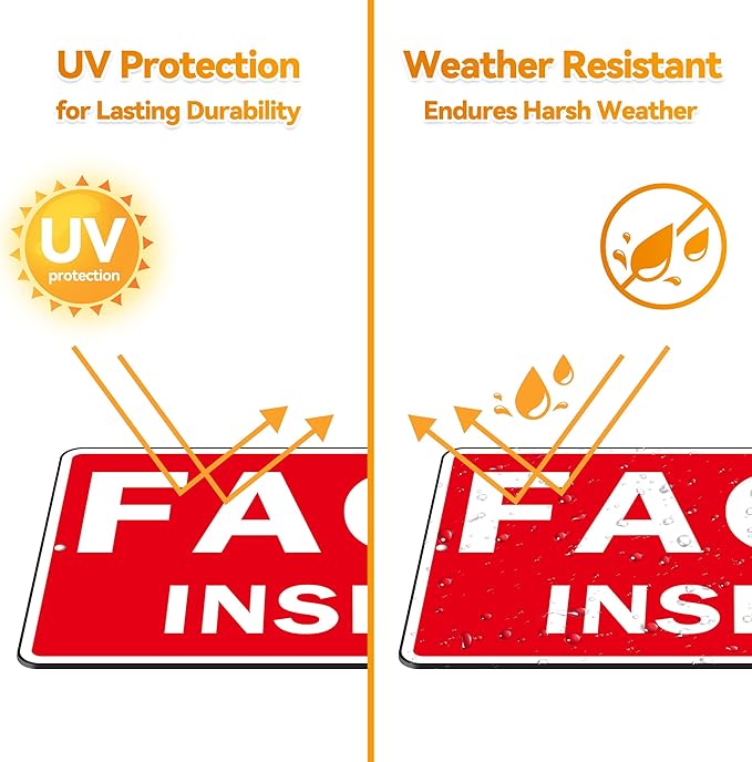 FACP Sign, (2 Pack) Self Adhesive FACP Inside Signs, Rust Free and Reflective Aluminum Metal Sign Sticker for Door (9 x 6 inches, Red/White)