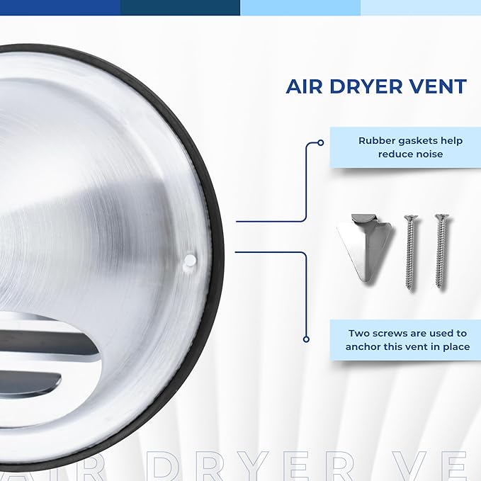 Fits 6" Neck Dryer Duct | Stainless Steel Round Air Dryer Vent Cover Hood with Rubber Seal - Rust-Resistant, Weatherproof and Efficient Airflow Exterior Wall Duct Ventilation Grille (Without Screen)
