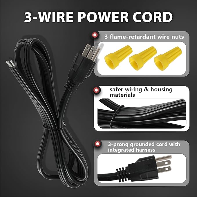 EFIELD Dishwasher Installation Kit, 6 FT Stainless Steel Supply Hose, 3/8" X 3/8" Compression Adapter, 3-Wire 6” Power Cord with Tap(HOSE149)