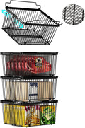 Large Freezer Organizer Bins，Upgraded Bottom Leak-Proof net，Fit 5 to 9 Cu Ft Chest Freezer，4 Pack， Expandable Stackable Chest Freezer Containers with Handle (Black--4Pack)