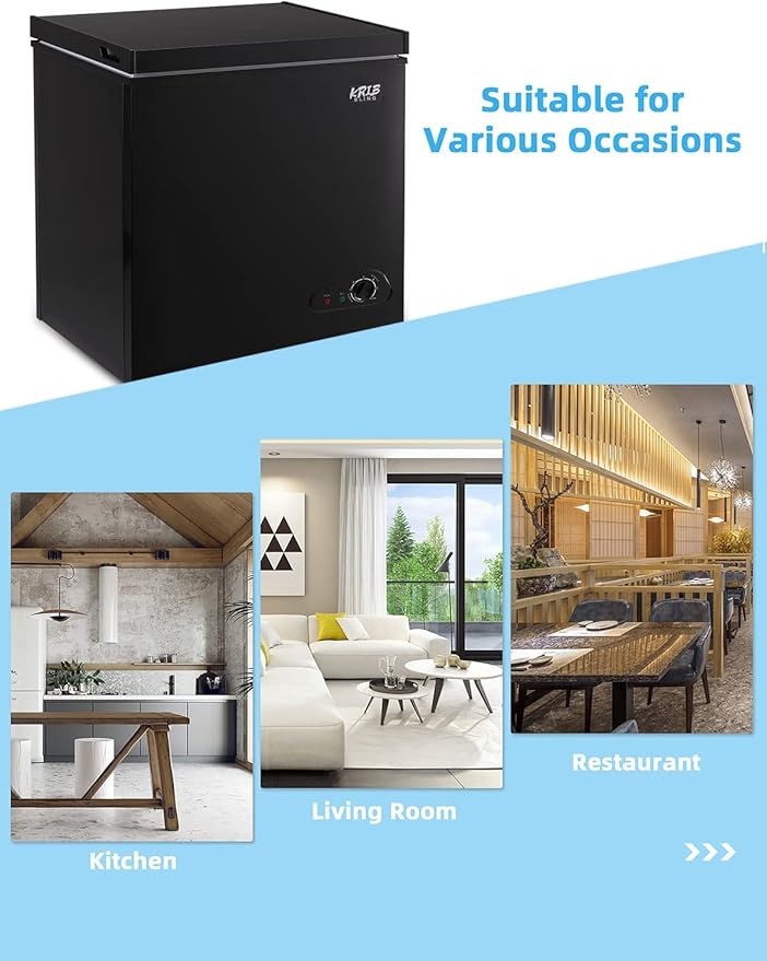 Chest Freezer 7.0 cu.ft Mini Adjustable 7 Thermostat Compact Deep Freezer Top Door Low Noise with Removable Basket Black