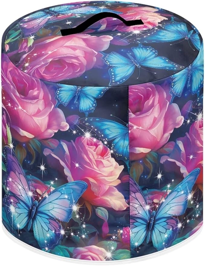 Butterfly Floral Pressure Cooker Cover for Women Dust Protection Insulated Rice Cooker Cover with Easy to Clean Lining Dust Cover with Pockets for Instant Pot 6 Quart Appliance Cover