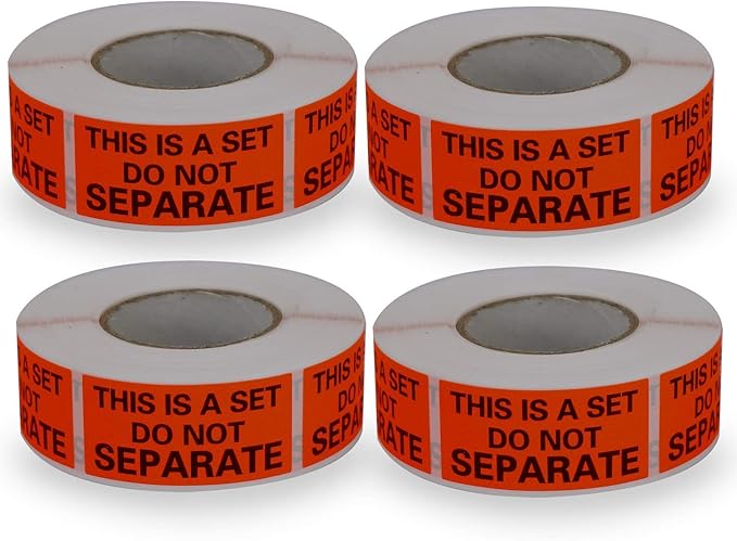 4 Rolls/2000 Labels,This is a Set Do Not Separate,Fluorescent Red Packing Labels(1" x 2")