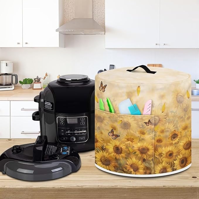 Sunflower Pressure Cooker Cover Instant Pot Accessories Instant Pot Kitchen Appliance Dust Cover with Pockets for Rice Cooker Air Fryer Slow Cooker Dust Covers for Kitchen Size S