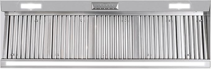 Akicon Range Hood Insert with Heater Sensor, 60 Inch 1200 CFM Bulit-in Vent Hood Insert with 4 Speeds, Ultra-Quiet Ducted Stove Hood 3CCT LED Lights and Dishwasher Safe Filters