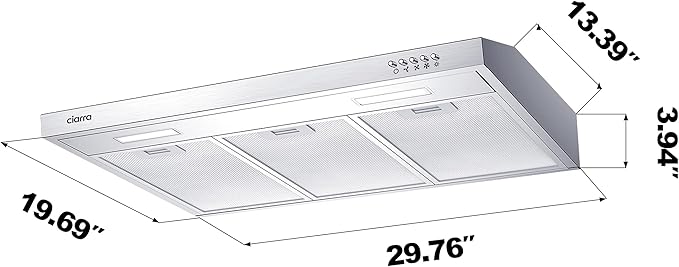 CIARRA Ductless Range Hood 30 inch Under Cabinet Hood Vent for Kitchen Ducted and Ductless Convertible CAS75918A