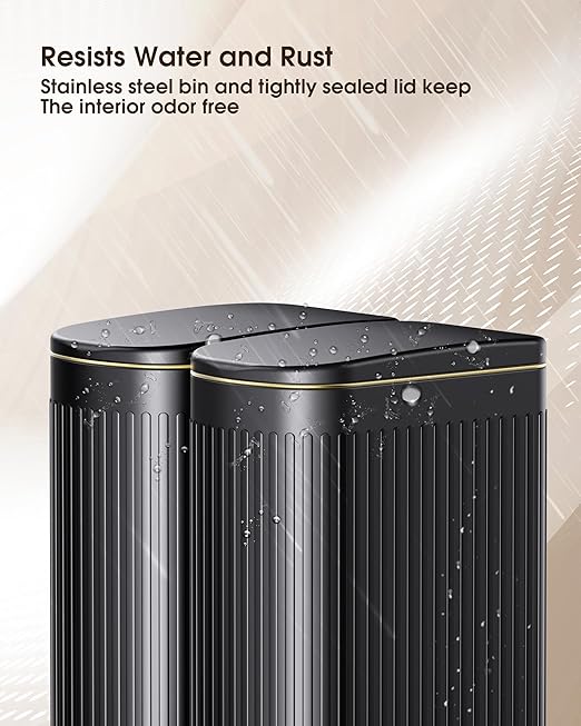 CEROELDA Black Bathroom Trash Can with Lid-10L/2.6 Gallon Stainless Steel Step Slim Garbage Can-Rectangle Pedal Trash Bin for Narrow Office, Kitchen, Bedroom, Toilet-Soft Close