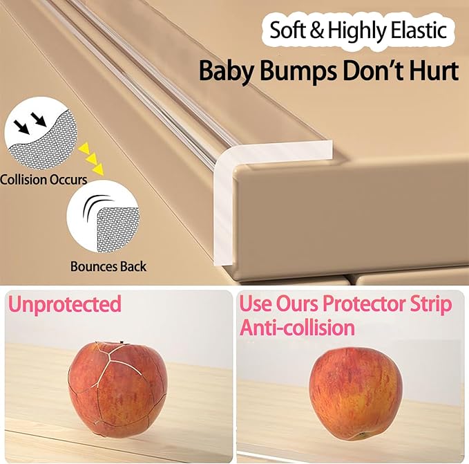 Clear Baby Edge & Corner Protector Strip - 1.8 in × 13 FT Self-Adhesive Safety Bumper, Transparent Anti-Collision Guard for Table, Cabinet, Furniture & Wall | Baby Proofing Essential