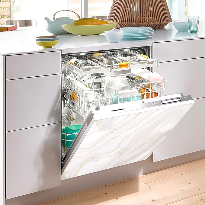 White Grey Gold Marble Dishwasher Magnet Cover Sticker Magnetic Refrigerator Panel Front Door Fridge Microwave Decal Decorative Vinyl