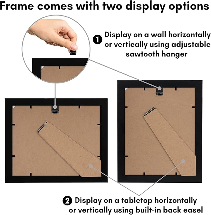 Americanflat 8x10 Picture Frame with Shatter-Resistant Glass - Use as 5x7 Frame with Mat or Display 8x10 Photo Without Mat - Signature Collection - Picture Frames for Tabletop and Wall Display - Black