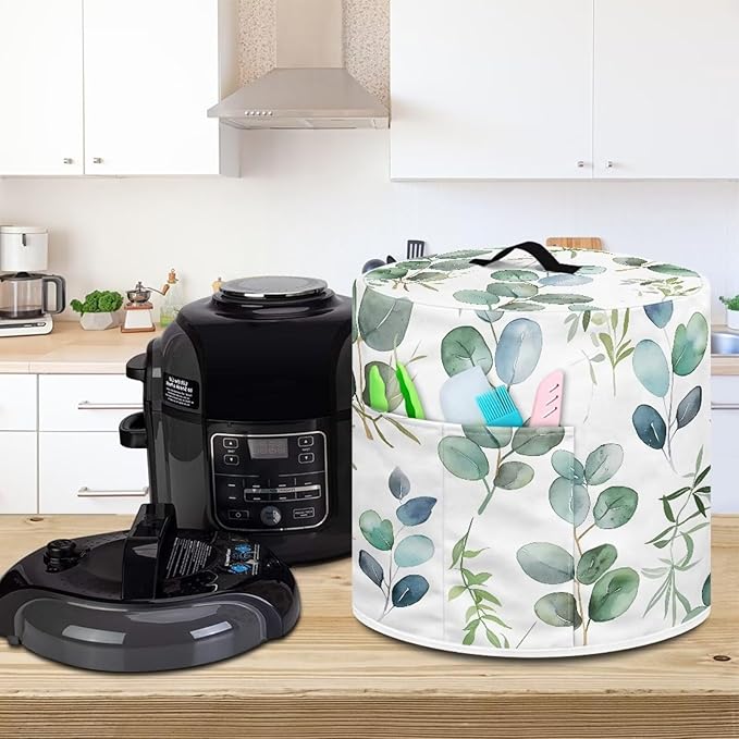 Green Leaf Dust Cover Instant Pot Heavy Duty Waterproof Dust Pressure Cooker Cover Case for Instant Pot Pressure Cooker Instant Pot Appliance Covers Pressure Cooker Size L