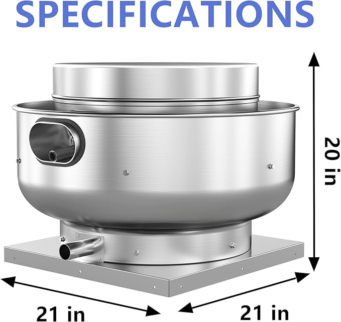 Food Truck Low Profile Exhaust Hood System Includes a 6FT Commercial Kitchen Exhaust Hood and an 0.5HP Restaurant Hood Grease Rated Roof Exhaust Fan
