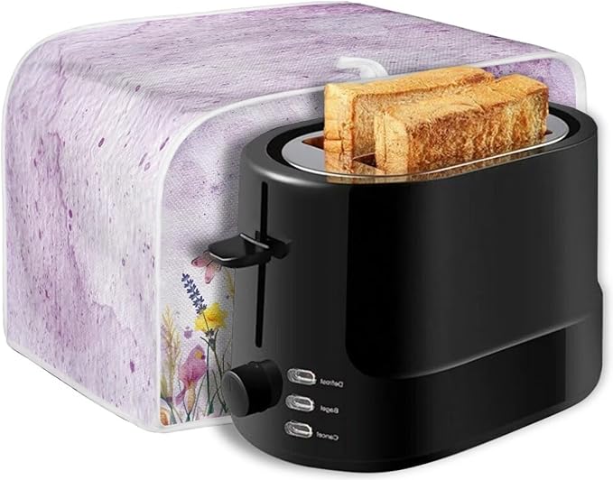 Bunny Flower Print 4 Slice Toaster Cover Fingerprint Protection Waterproof Stain Resistant Toaster Dust Protector