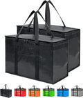 NZ home Insulated Bags for Food Delivery (2XL PRO) Grocery Shopping Cooler Bag, Pizza Delivery, Hot & Cold Catering Tote, Reusable, Foldable & Heavy Duty (2 Pack, Black)