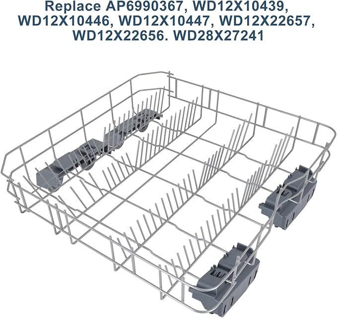 Dishwasher Rack Carrier and Roller Kit WD28X27241 Compatible with GE Dishwasher Lower Rack Wheel Assembly, Replaces WD12X10438 WD12X10439 WD12X10446