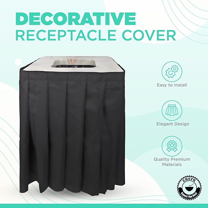 Marble & Maroon Square Trash Can Cover - 35 Gallon, ABS Plastic & Polyester, Ideal for Events & Residential Use