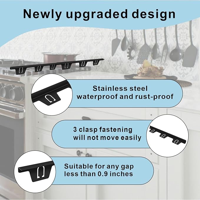 4PCS Stove Gap Covers Stainless Steel, Retractable Stove Counter Gap Filler, Between Stove and Counter Slide In Range Trim Kit for Kitchen