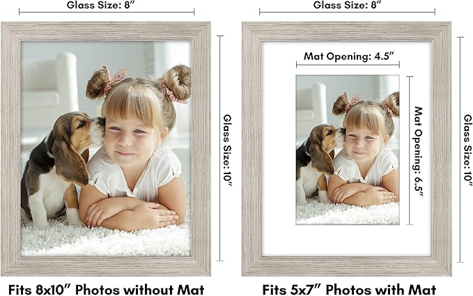 Americanflat 8x10 Picture Frame with Shatter-Resistant Glass - Use as 5x7 Frame with Mat or Display 8x10 Photo Without Mat - Signature Collection - Picture Frames for Tabletop and Wall - Driftwood