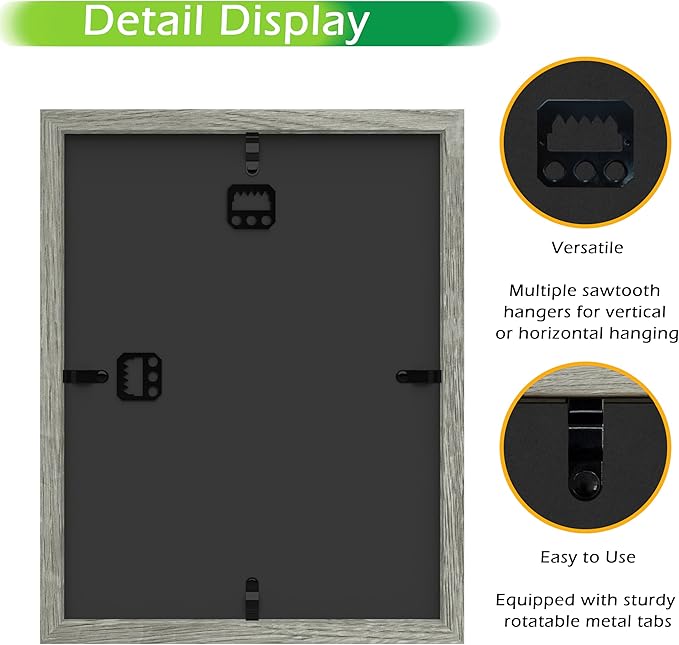 FrameWorks 8.5x11 Driftwood Wooden Shadow Box Frame – Soft Felt Back, Tempered Glass, and Included Elegant White Ball Push Pins