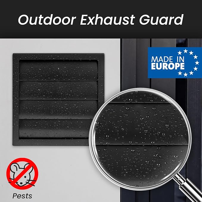 Repa Market 6 Inch Vent Cover - Black Plastic Shutter Wall Vent Cover - Louvered Vent Cover for Outdoor - Hood Vent, Exhaust Vent for Bathroom, Kitchen, House HVAC Air Duct Vent Cover Outside