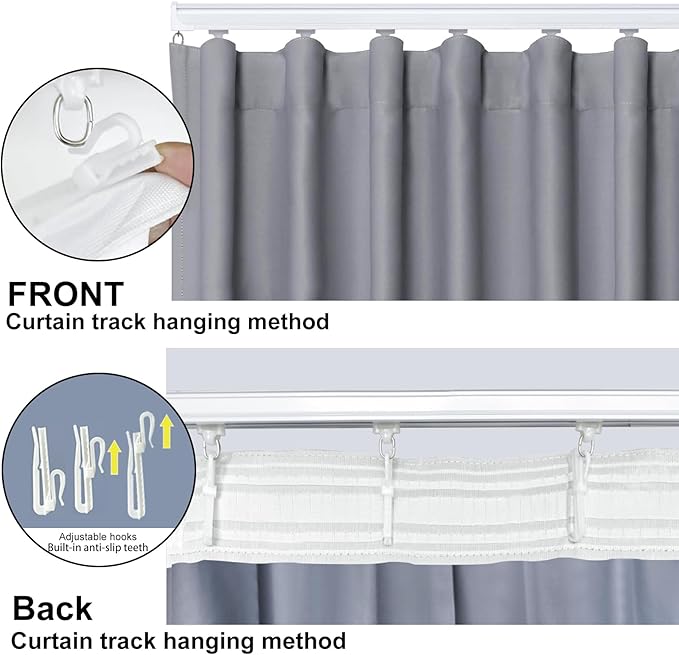 Room Divider Blackout Curtain Track Curtains Wall Dividers Panels Screen for Living Rooms Bedroom Office Privacy Partition Separation, W120 × L120 Inch,1 Panel, Light Grey