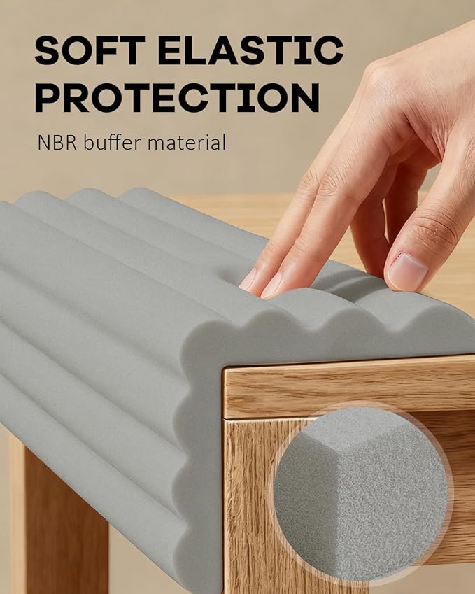 Edge and Corner Guards with Strong Adhesive Extra Thick Baby Proofing Furniture Protector for Table Desk Bed Cabinets Child Safety for Home and Nursery (Grey, 16.4 Feet)