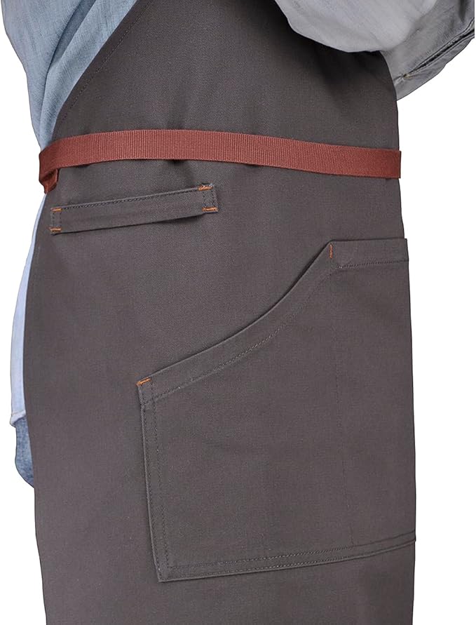 Apron with Pockets, Mens Womens Chef Bib Apron for Kitchen Cooking Grill BBQ Baking Server with Towel Loop
