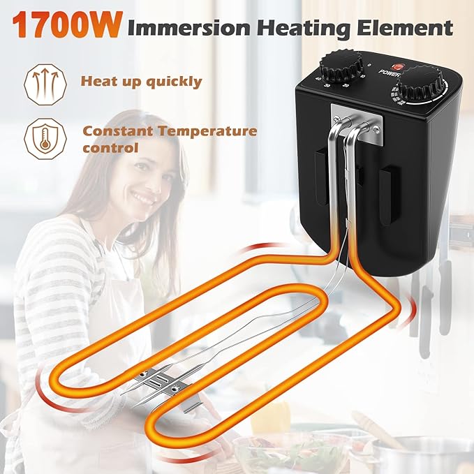 Simoe Deep Fryer with Basket, Electric Deep Fat Fryers w/Lid, 1700W Countertop Fryer with Timer and Temperature Knobs, 3.2 Quart, Fryers for Home, Kitchen Restaurant, Stainless Steel