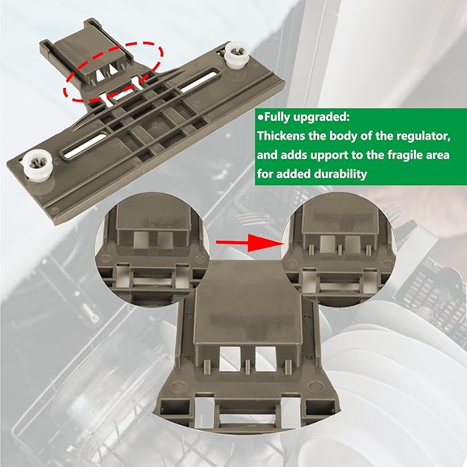 Upgraded W10350376 Dishwasher Top Rack Adjuster Part Kit (10 PCS) - Compatible with Whirlpool Kenmore Dishwasher Parts Upper Rack Replaces Parts KUDE40FXWH3 W10712394 W10350374