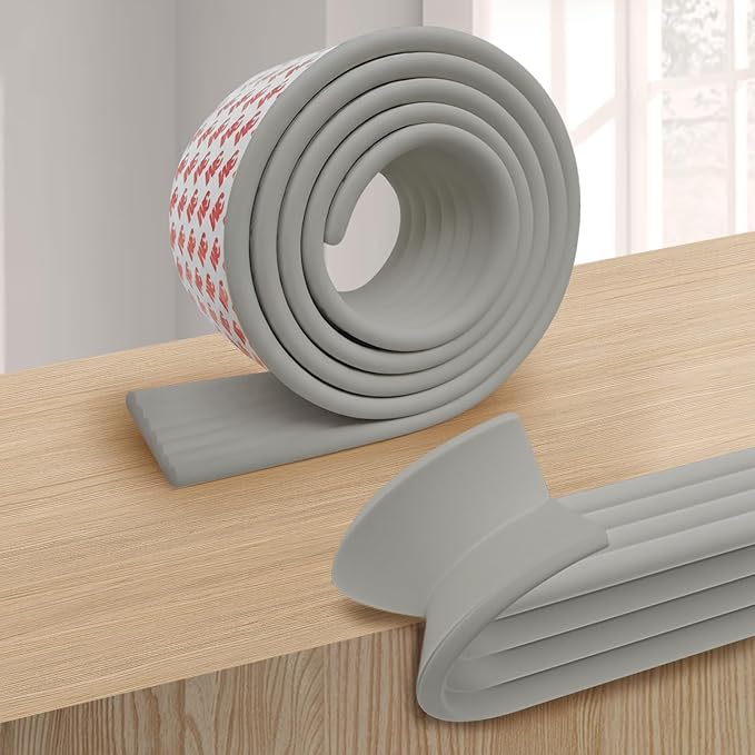 Edge and Corner Guards with Strong Adhesive Extra Thick Baby Proofing Furniture Protector for Table Desk Bed Cabinets Child Safety for Home and Nursery (Grey, 6.56 Feet)