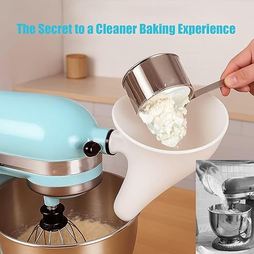 Flour Funnel for KitchenAid Stand Mixers, Compatible with Artisan KSM150 and Bowl Lift Models, Lightweight Baking Accessory, Easy-Pour and Clean Design