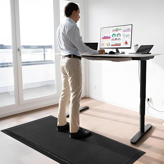 Nisorpa Anti Fatigue Mats Industrial 2' x 6' Ergonomic Standing Mat 15/16" Extra Thick Cushioned Shop Floor Mats Kitchen Mats Heavy Duty Commercial Diamond Plate Support for Leg & Back Pain, Black