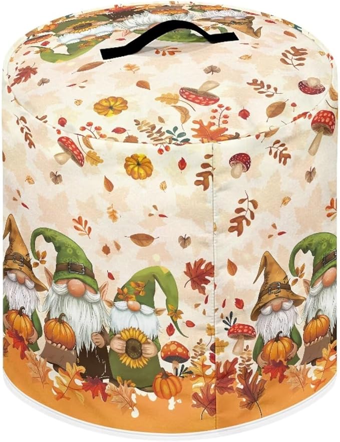 Insulated Pressure Cooker Cover Rice Cooker, Air Fryer and Crock Pot, 8 Qt Dust Cover with Pocket Thanksgiving Day Decor Gnome Maple Leaf