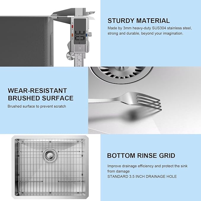 28-Inch Drop in Kitchen Sink Handmade Undermount 16 Gauge 304 Stainless Steel Single Bowl Kitchen Workstation Sink in 10-inch-Depth 28"x19"x10"