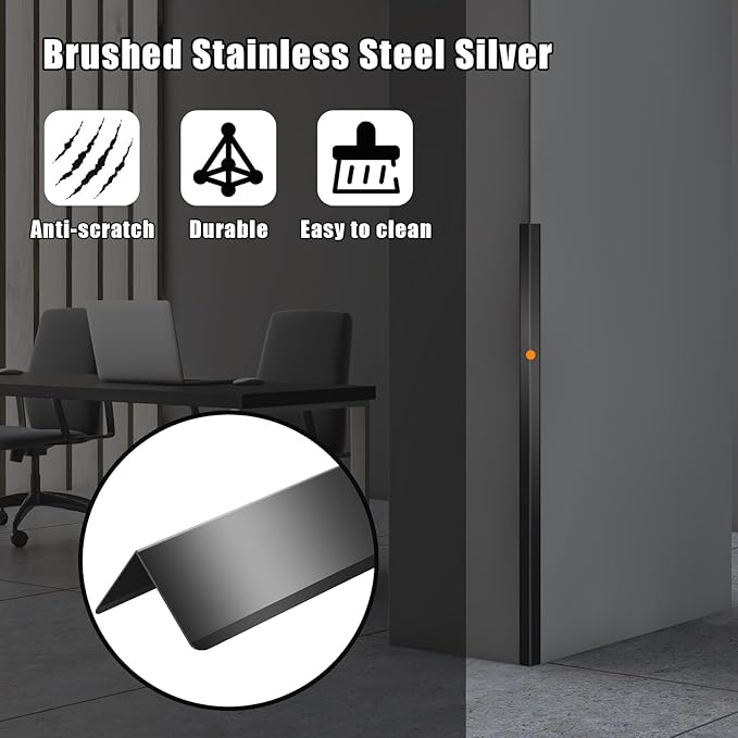 Black Stainless Steel Wall Corner Guard 2 x 2 x 48 inch 10 Pcs,304 Steel Corner Trim, Metal Wall Corner Protection Guards with 90-Degree Angle for Wall Protection and Decoration.