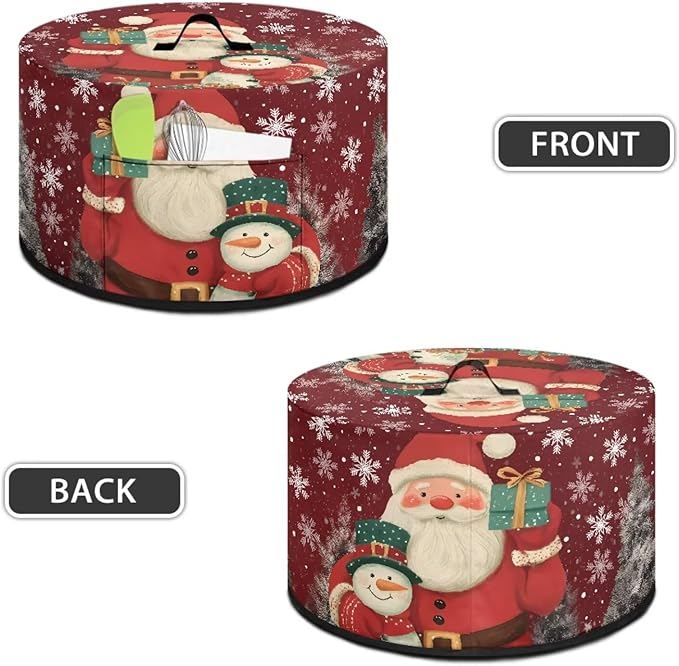 Cute Santa Claus Snowman Print Slow Cooker Cover with Pocket Portable Stain Resistant Slow Cooker Cover for Kitchen Christmas Decor Extra Accessories Fit 6/7/8 Quart Electric Oval Crock Pot