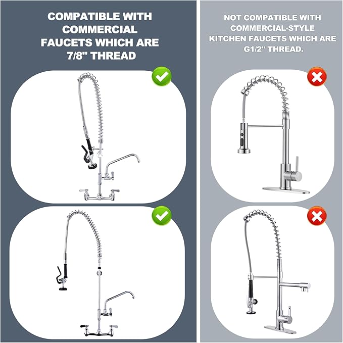 38" Commercial Sink Faucet Sprayer Hose, Pre-rinse Sprayer Hose for Commercial Kitchen Sink Faucet, 38 Inch Stainless Steel Flexible Hose Replacement Kit for Restaurant Industrial Dishwasher