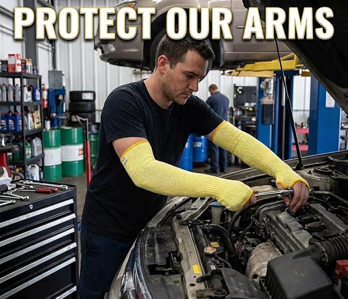 Cut Resistant Sleeves With Thumb Hole,Thin Skin Arm Protection Sleeves And Bruising, kevlar Sleeves For Women, Men, Elderly(Yellow,11.8 in)