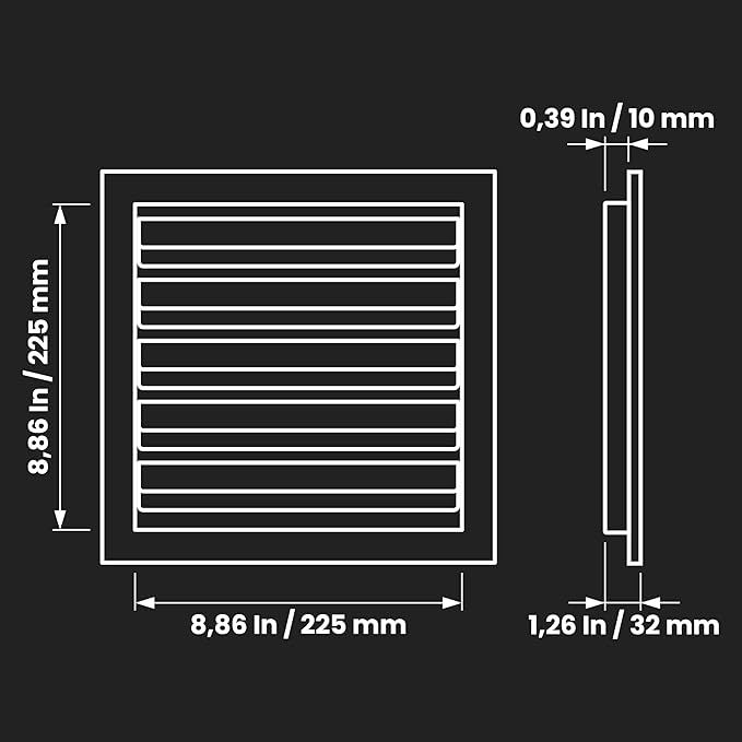 Repa Market 9" x 9" Inch Heavy Duty Exhaust Vent with Wire Mesh Screen - Air Intake Wall Louvered Vent Grille - Steel Outdoor HVAC Vent Register - HVAC Crawl Space Durable Air Gable Vent