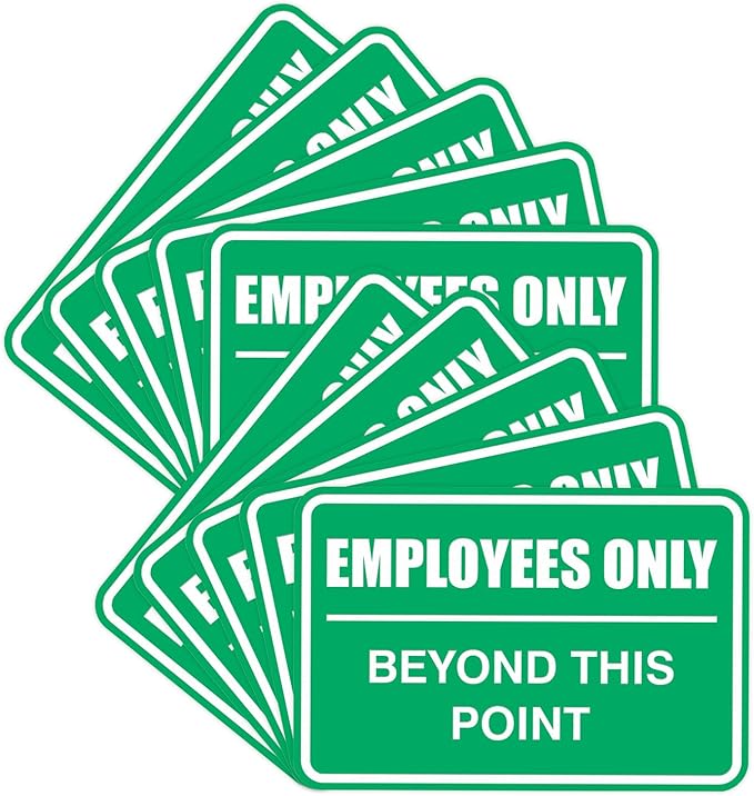 All Quality Classic Framed Employees Only Beyond This Point Wall or Door Sign | Easy to Install Business Signage - Medium (Green) 10 Pack