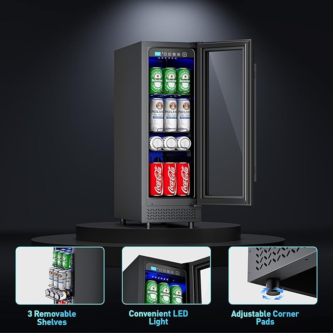 60 Can Beverage Refrigerator Cooler for Cubicle under Desk/Counter Office Camping, 2 Cu.Ft Drink Fridge Beverage Cooler with Glass Door for Water Juices Cola Bottles